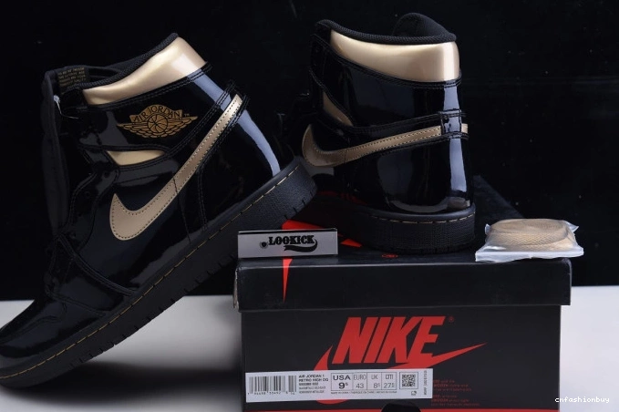 JORDAN METALLIC 1 BLACK (2020) RETRO HIGH AIR GOLD 555088-032 0714